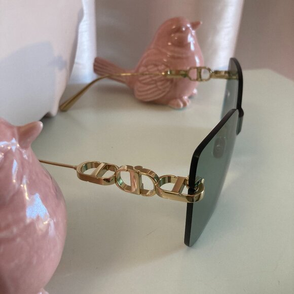 Christian Dior CD Chain rimless butterfly shield sunglasses, green - Picture 3 of 6